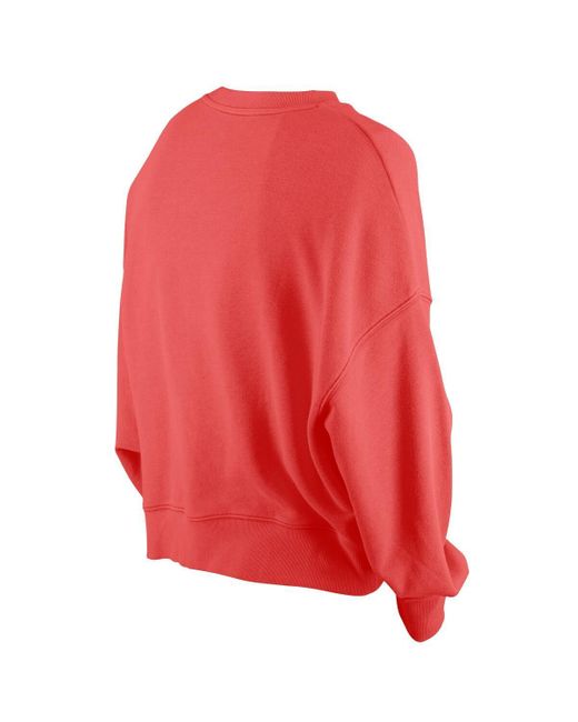 KTZ Red San Francisco 49ers Oversized Throwback Mineral Wash Crew Neck Sweatshirt