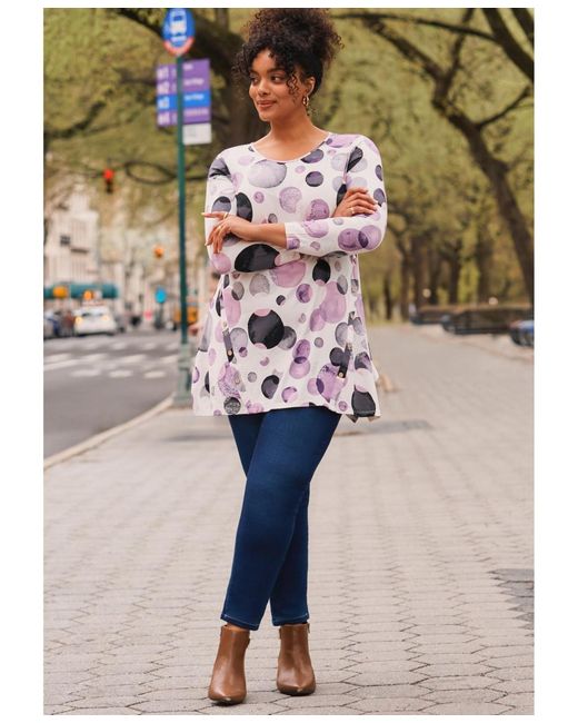 Avenue White Plus Size Leisure Button Tunic