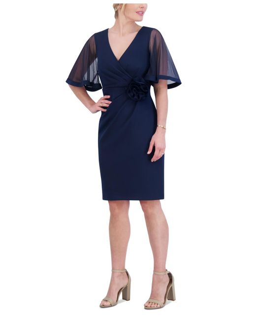 Jessica Howard Rosette-waist Short-sleeve Dress in Blue | Lyst