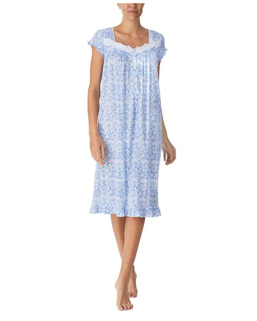 Eileen West Embellished Cap-sleeve Waltz Nightgown in Blue | Lyst