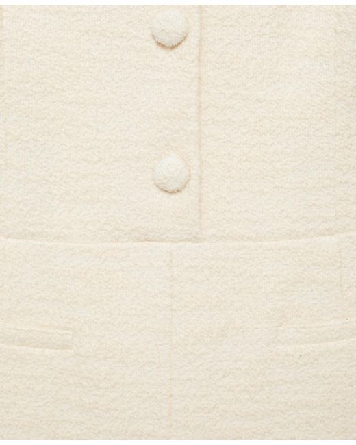 Mango White Buttoned Tweed Jumpsuit