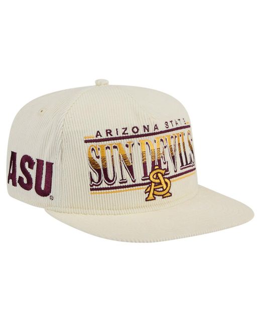 KTZ Natural White Arizona State Sun Devils Throwback Golfer Corduroy Snapback Hat for men