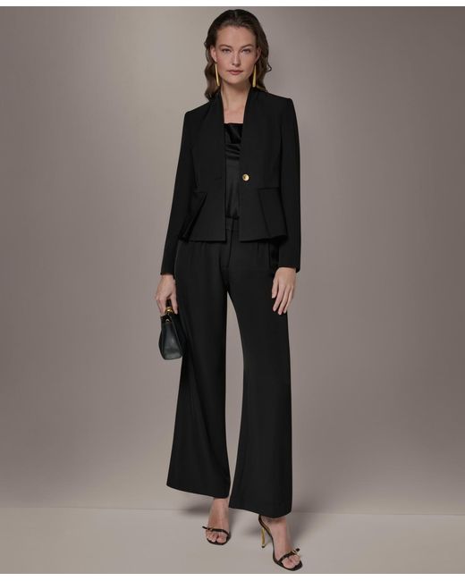 Donna Karan Black Petite Collarless Cropped Jacket