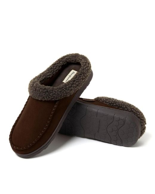 Dearfoams Brown Microsuede Moccasin Toe House Shoe Clog Slipper for men