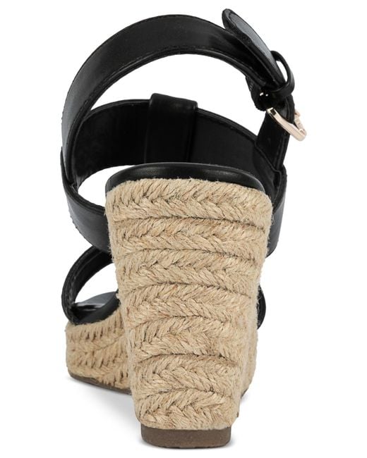 Jones New York Black Isortee Strappy Espadrille Wedge Sandals
