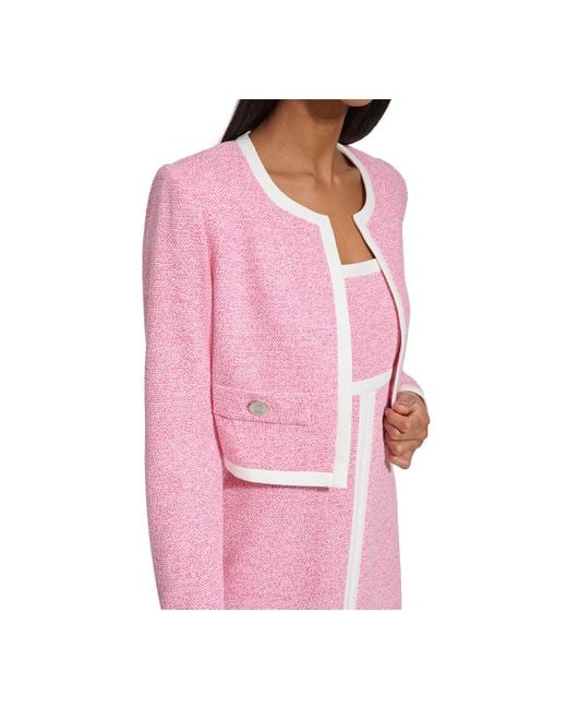 Karl Lagerfeld Pink Slub-knit Jacquard Jacket