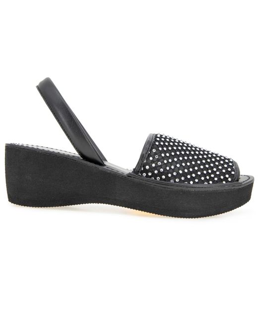 Kenneth Cole Black Fine Glass Mesh Wedge Sandals