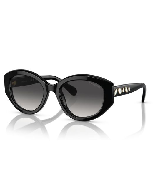 Swarovski Black Geometric Crystals Gradient Sunglasses