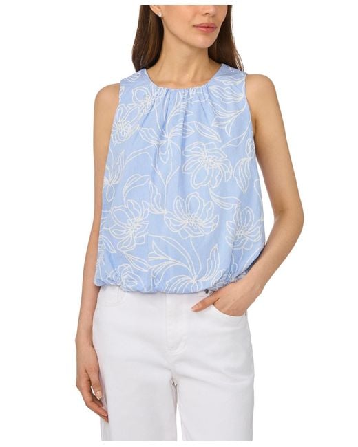 Cece Blue Sleeveless Bubble Top