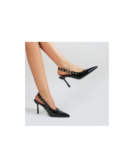 BERNESS Black Candes Grommet Strap Slingback