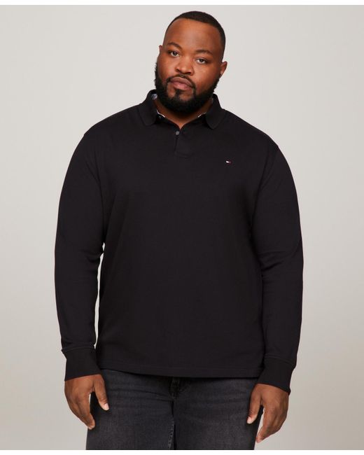 Tommy Hilfiger Black Big & Tall 1985 Long Sleeve Polo Shirt for men