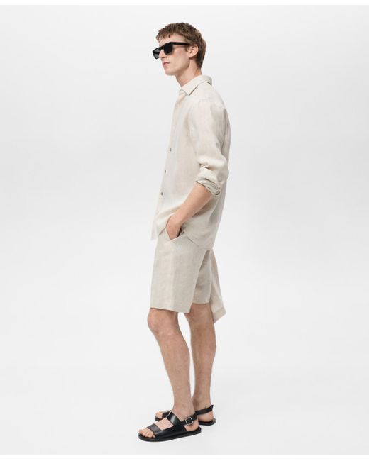 Mango Natural Tailored Linen Shorts for men
