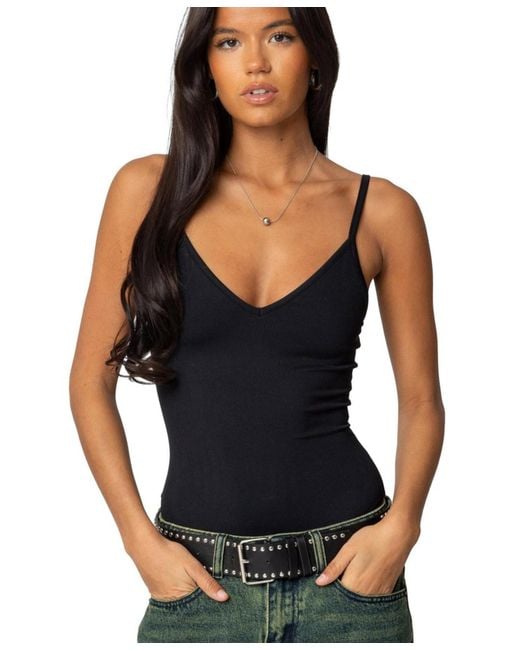 Edikted Black Teaghan Triangle Fitted Bodysuit