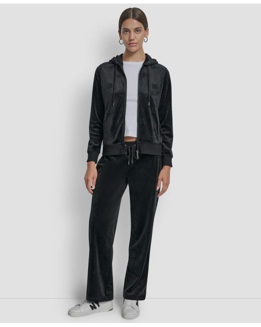 DKNY Black Petite Logo Detail Long Sleeve Hoodie