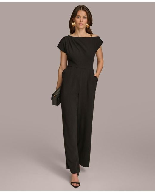 Donna Karan Donn Karan Hardware trim Asymmetric neck Jumpsuit in Black Lyst