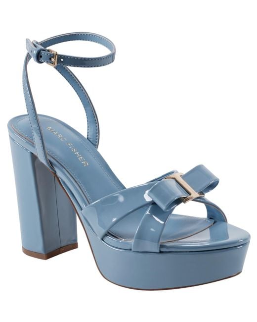 Marc Fisher Blue Daisee Block Heel Dress Sandals