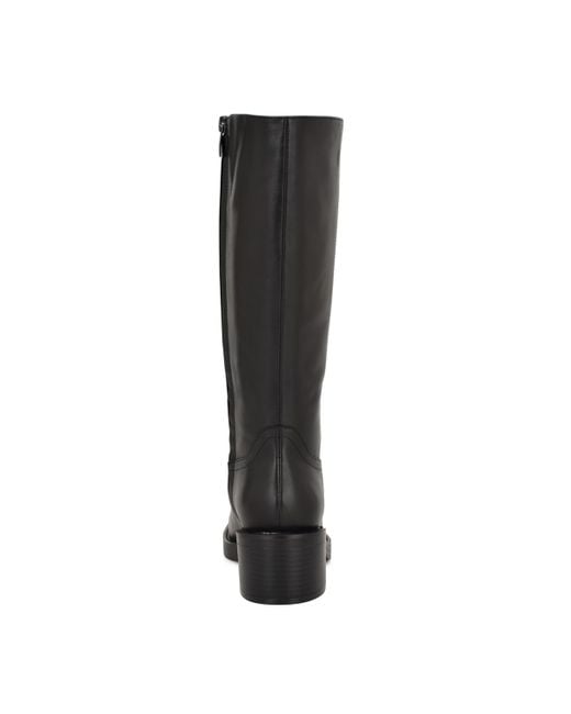 Nine West Black Broklyn Tall Leather Block Heel Boots