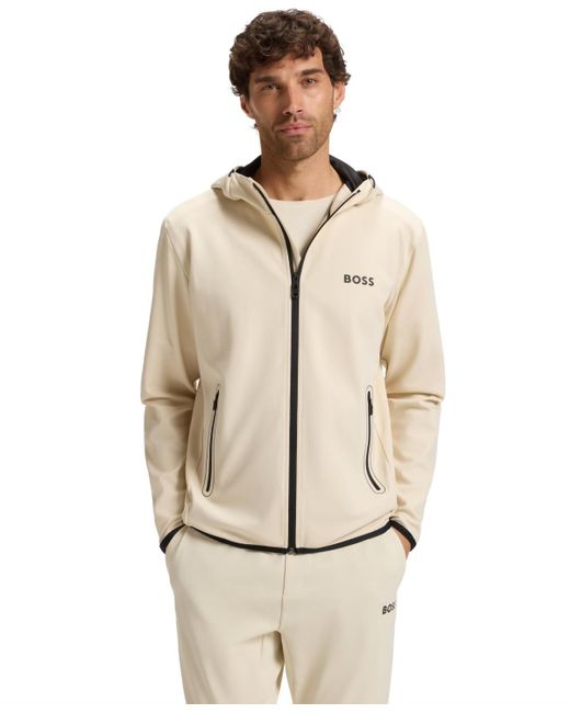 Boss Natural Boss By Active Stretch-gabardine Zip-up Hoodie for men