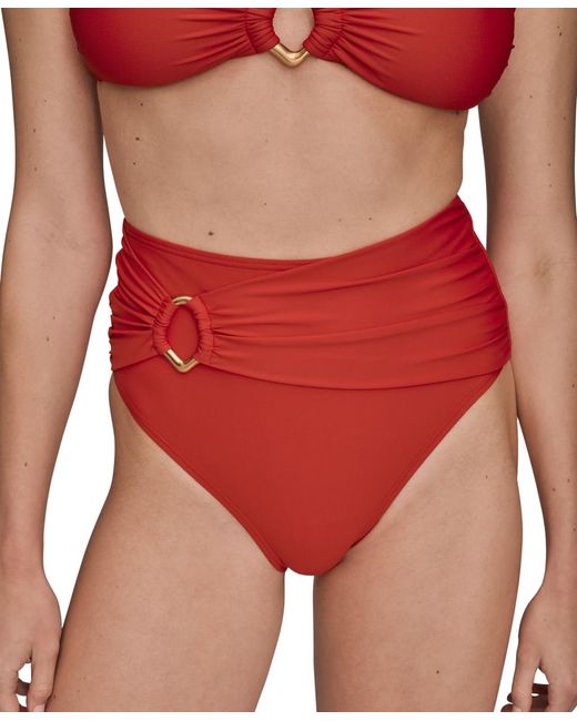 Donna Karan Red High-waist Bikini Bottoms