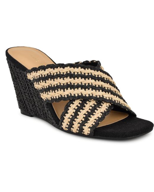 Nine West Black Novela Slip-on Wedge Sandals