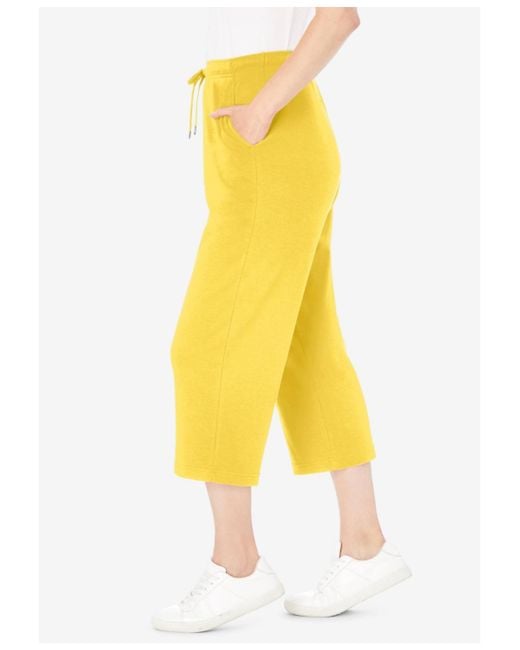 Woman Within Yellow Plus Size Within Sport Knit Capri Pant