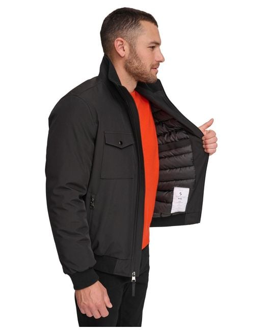 Calvin Klein Black Flex Tech Water-resistant Bomber Jacket for men
