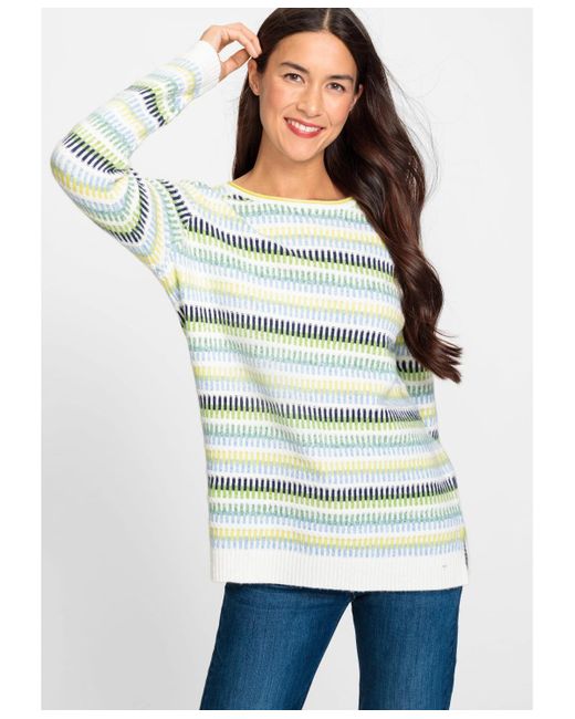Olsen Multicolor Long Sleeve Pattern Stripe Pullover