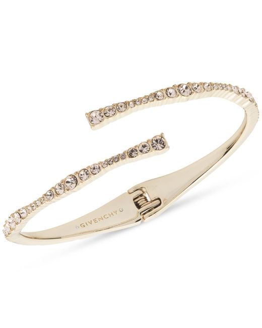 Givenchy Natural Pave Crystal Thin Wavy Cuff Bracelet