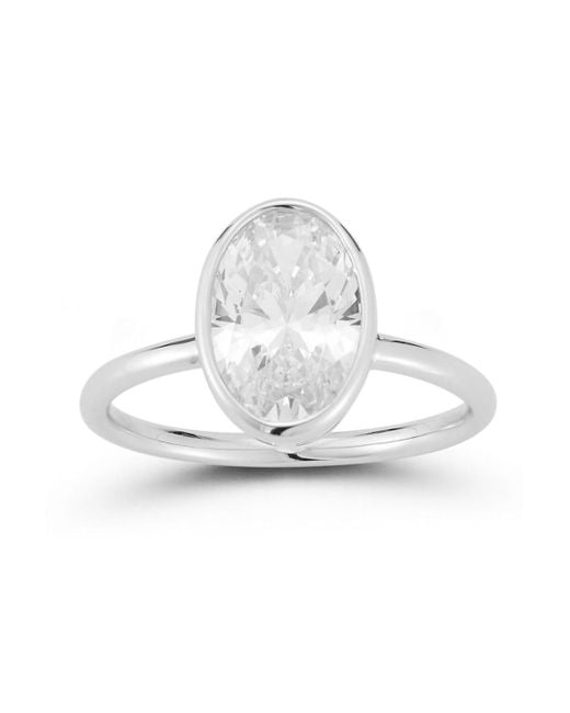 Rachel Zoe White 14k Gold Plated Sterling Oval Cut Solitaire Ring