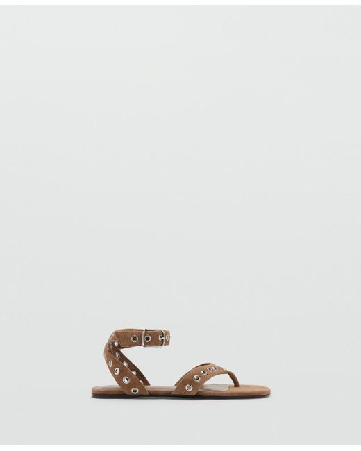 Mango White Eyelet Straps Leather Als