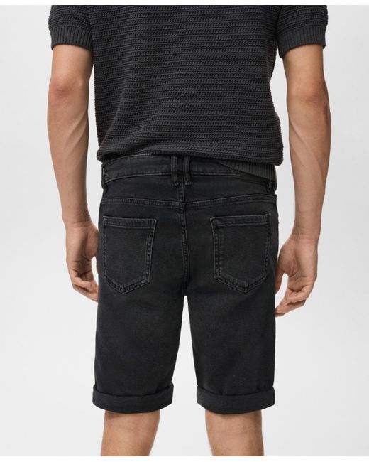Mango Black Slim-fit Denim Bermuda Shorts for men