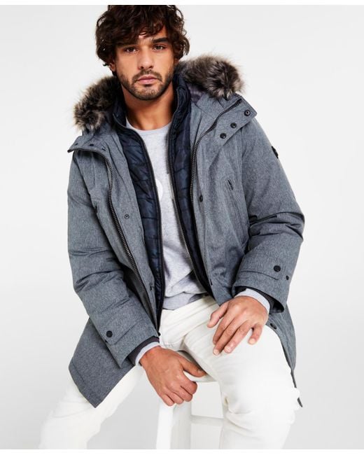Michael Kors Hooded Bib Snorkel Parka in Blue for Men Lyst