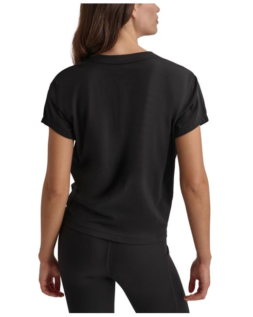 DKNY Black Sport Cotton Stud Logo Knot-front T-shirt