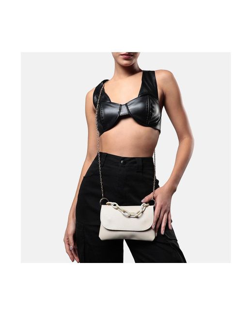 Haute Sauce White Textured Chainlink Sling Bag