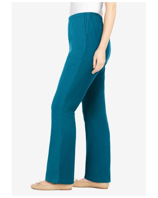 Woman Within Blue Within Fineline Stretch Denim Pull-on Bootcut Jeans