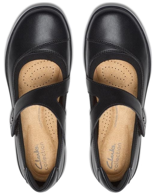 Clarks Black Kaetlyn Jane Round Toe Flats