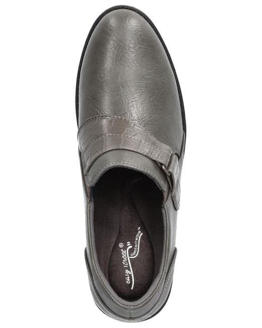 Easy Street Gray Lavelle Comfort Block-heel Slip-on Shooties