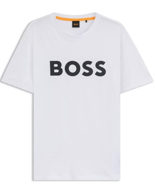 Boss White Boss By Rubber-print Cotton-jersey T-shirt for men