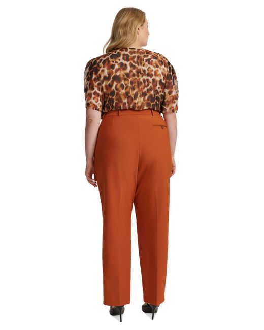 Calvin Klein Orange Plus Size High Rise Straight Leg Pants