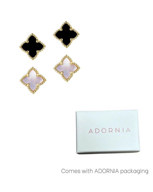 Adornia Metallic Plated Clover Stud Earring Set
