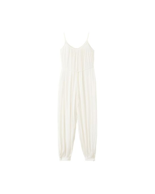 Mango White Belted Jumpsuit