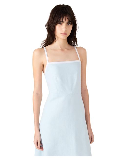 Steve Madden Blue Riyan Tipped Apron-neck Midi Dress