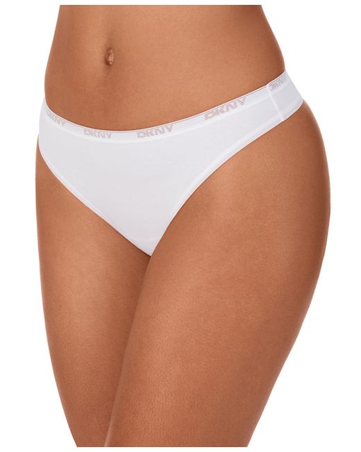 DKNY White Low-rise Cotton Thong Underwear Dk8461
