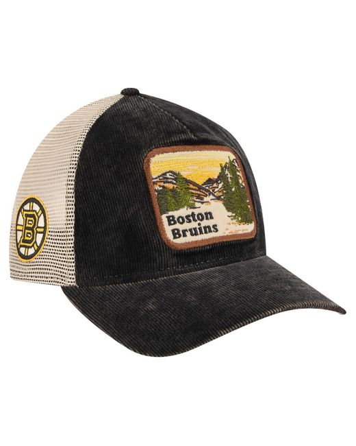KTZ Black/cream Boston Bruins Vintage Landscape 9twenty A-frame Adjustable Trucker Hat for men