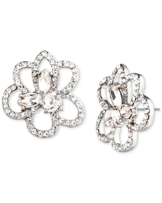 Givenchy Metallic Pave & Crystal Flower Stud Earrings