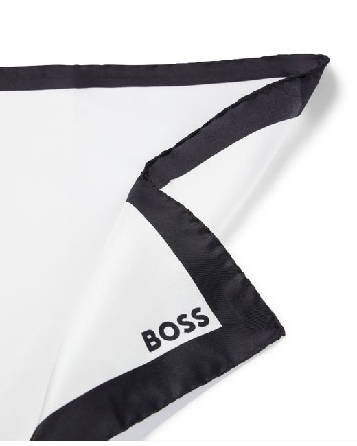 Boss White Boss By Logo Pocket Square for men