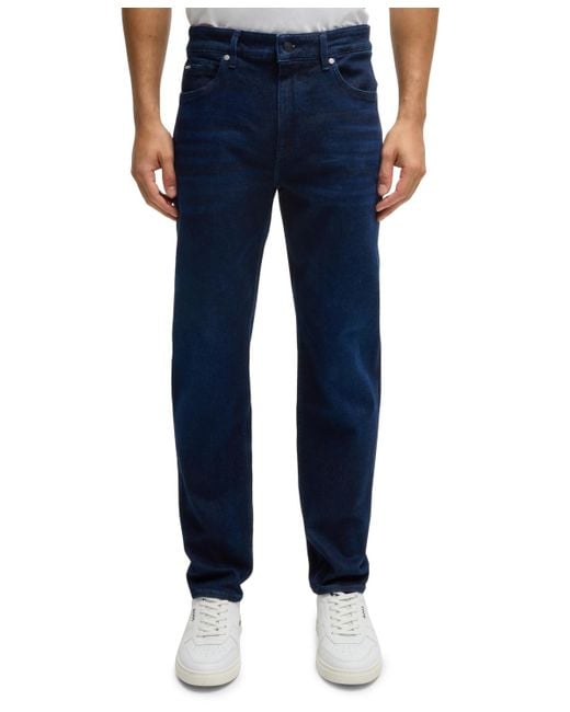 BOSS Men's Boss By Dark-blue Soft Denim Regular-fit Jeans