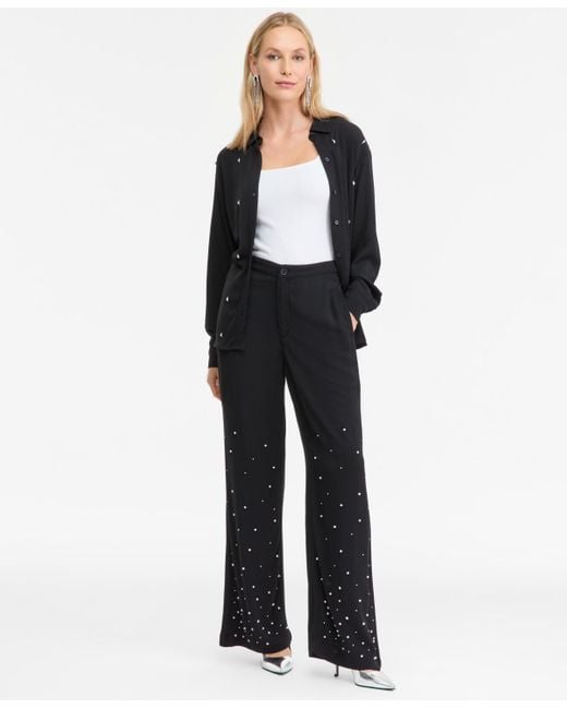 INC International Concepts Black High-rise Embellished Pants
