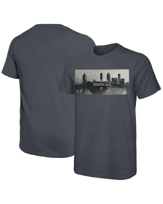 Majestic Blue Threads Atlanta Falcons Sundays Skyline T-shirt for men