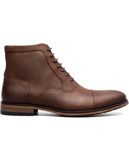 Stacy Adams Brown Porter Cap Toe Side Zip Boots for men